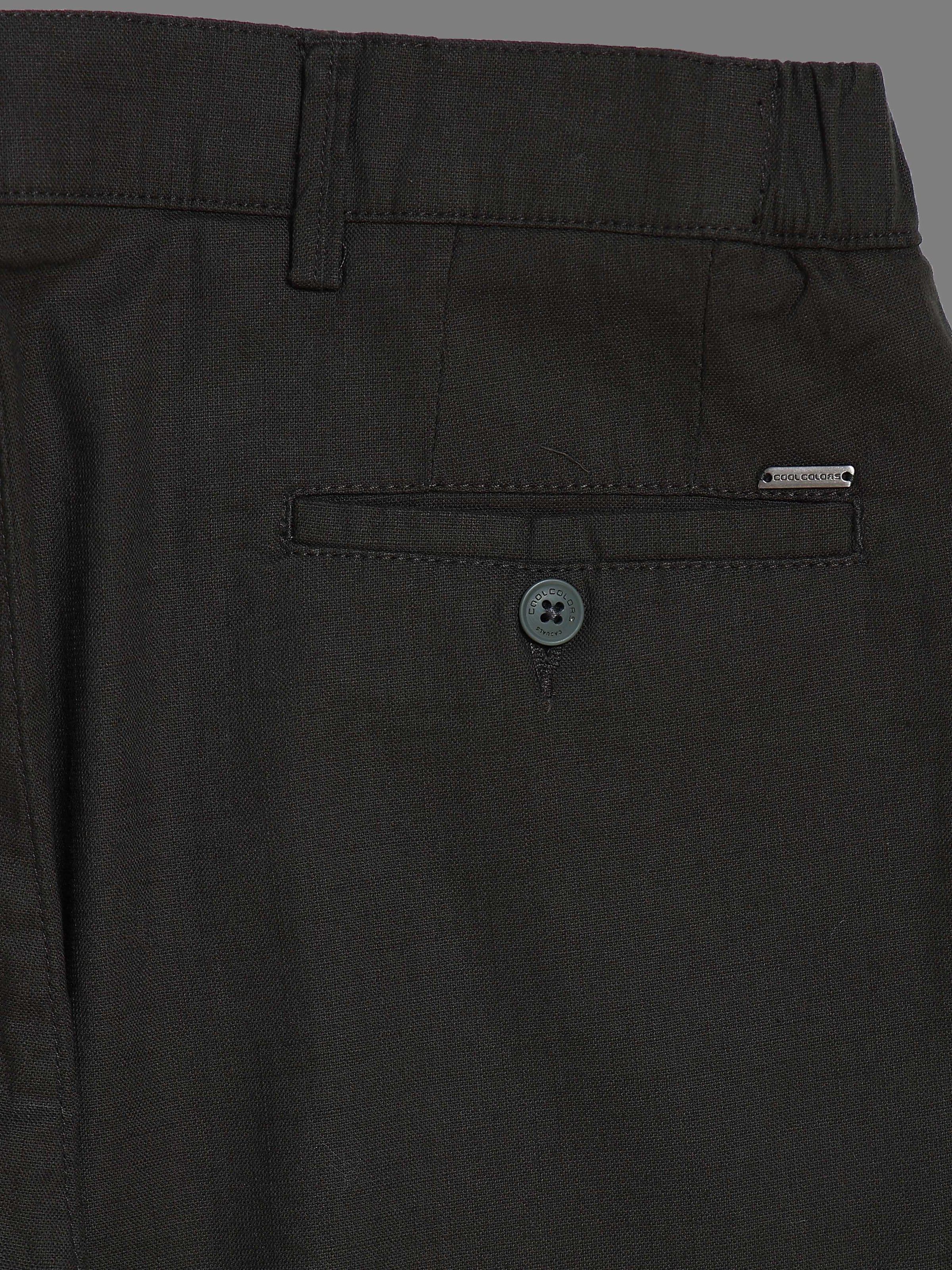 Men's Olive Drift Fit Linen Trousers | Cotton-Linen Blend | Relaxed Silhouette | Smart-Casual Wear