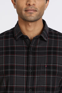 Men Grey Vintage Checks Full Sleeve Slim Fit Casual Shirts