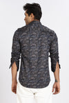 Men Blue Floral Print Full Sleeve Slim Fit Casual Shirts