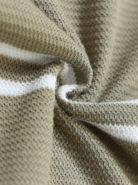 Men’s Olive Slim Fit Textured Striped Short Sleeves Casual Polo T-Shirt