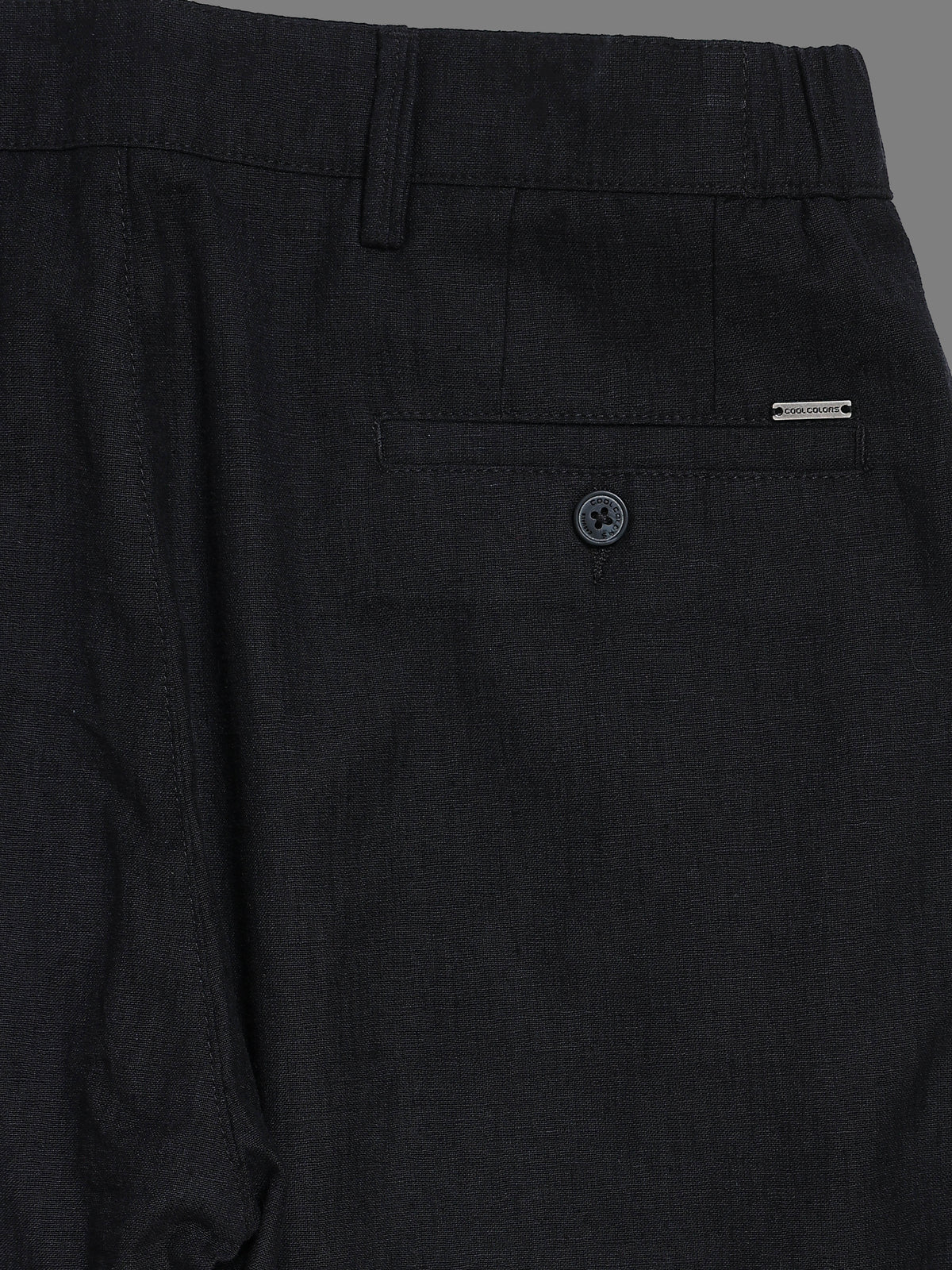 Men's Black Drift Fit Solid Design Linen Trousers