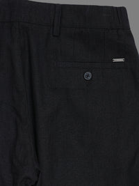 Men's Black Drift Fit Linen Trousers | Solid Design | Contemporary Fit | Smart-Casual & Office Wear