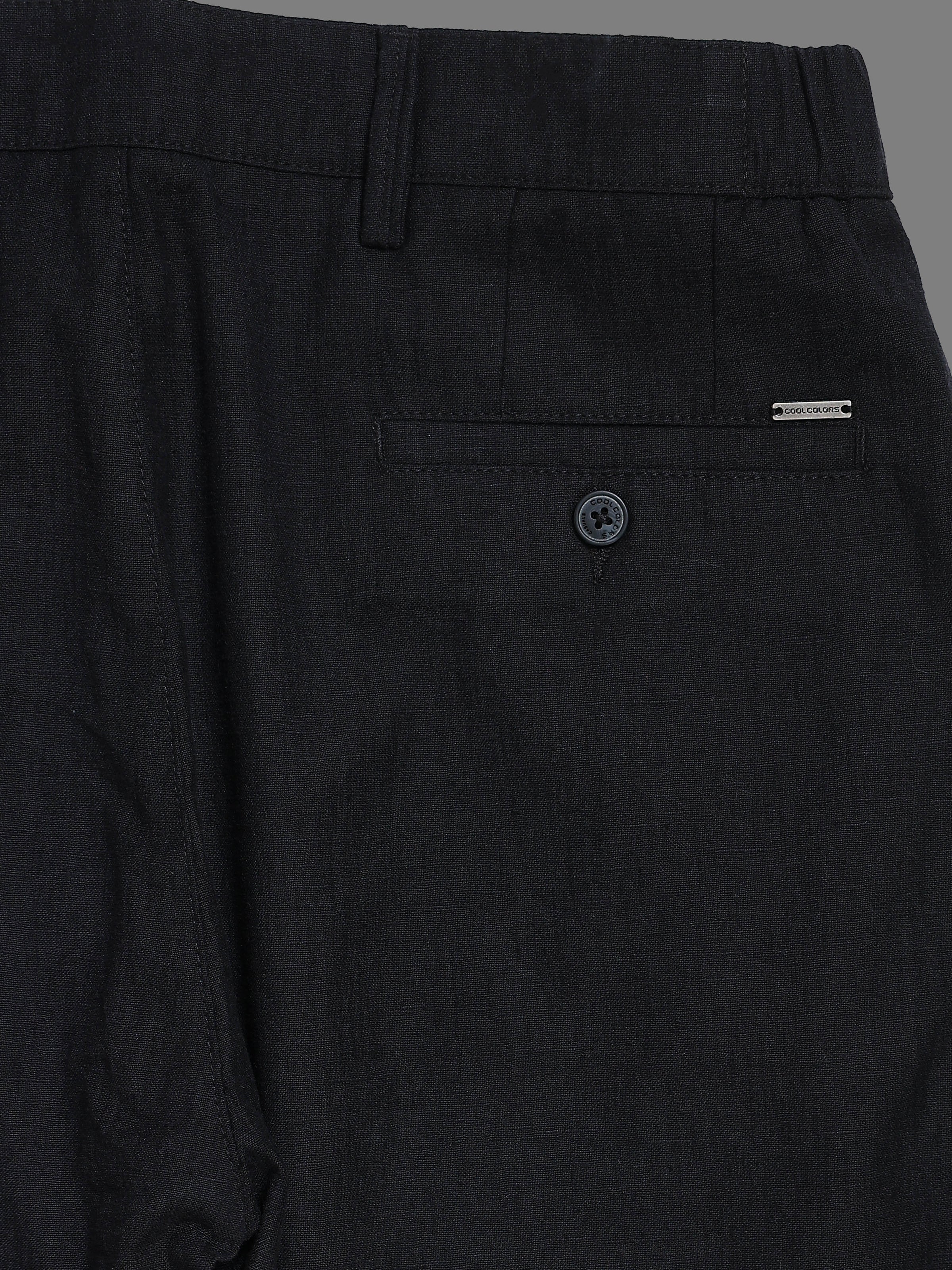 Men's Black Drift Fit Linen Trousers | Solid Design | Contemporary Fit | Smart-Casual & Office Wear