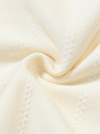 Men’s Off White Textured Knit Solid Casual Polo Tshirt