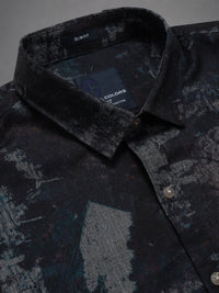 Men Navy Slim Fit Abstract Print Full Sleeve Casual Shirt