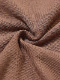 Men’s Brown Textured Knit Solid Casual Polo T‑Shirt.