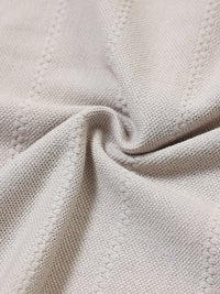Men’s Beige Textured Knit Solid Casual Polo T‑Shirt.