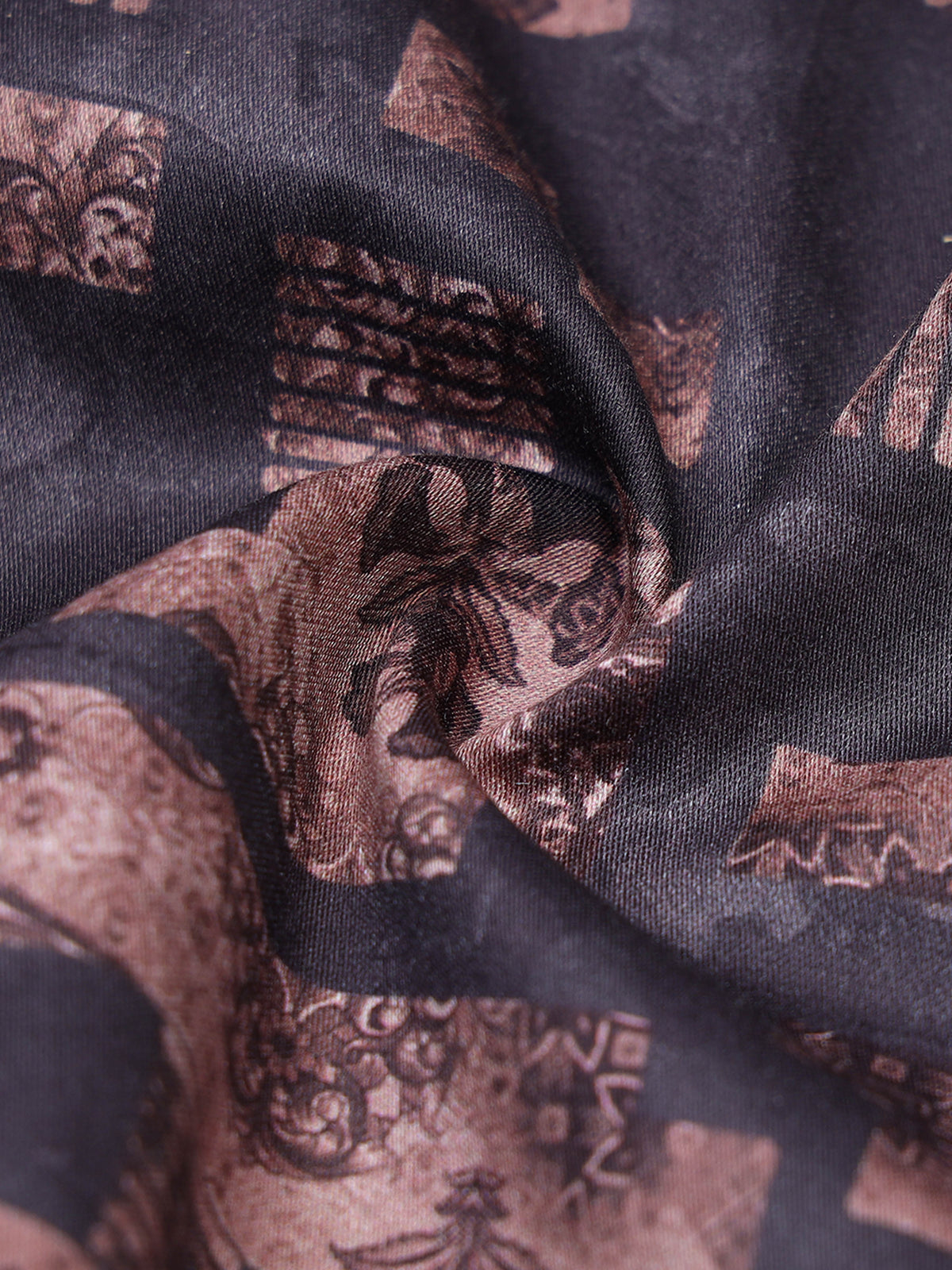 Men Dark Brown Slim Fit Elegant printed Casual Shirt