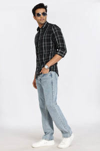 Men Green Checkered  Full Sleeve Slim Fit Casual Shirt