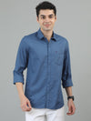 Men Blue Slim Fit Solid Full Sleeve Casual Shirt