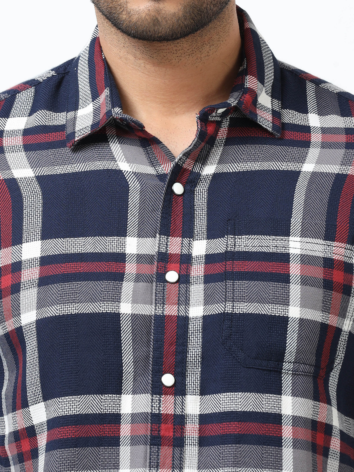 Men Blue Slim Fit Checks Full Sleeve Casual Shirt