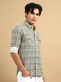 Men Green Slim Fit Printed Full Sleeve Casual Shirt