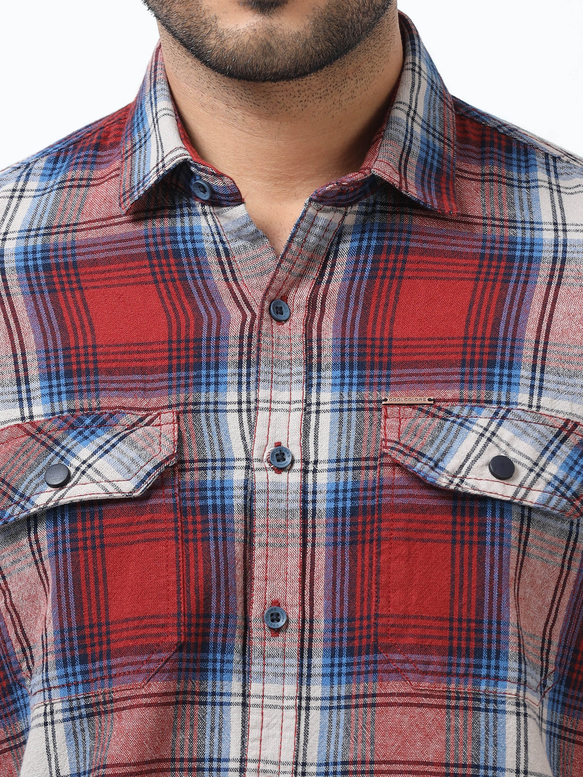 Men Blue & Red  Slim Fit Checks  Full Sleeve Casual Shirt