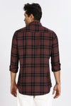 Men Brown Vintage Checks Full Sleeve Slim Fit Casual Shirts