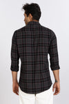 Men Grey Vintage Checks Full Sleeve Slim Fit Casual Shirts
