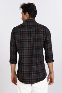 Men Grey Vintage Checks Full Sleeve Slim Fit Casual Shirts