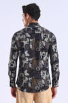 Brown Camouflage Printed Slim Fit Cotton Full Sleeve Shirt