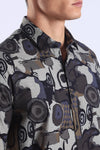 Brown Camouflage Printed Slim Fit Cotton Full Sleeve Shirt