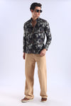 Brown Camouflage Printed Slim Fit Cotton Full Sleeve Shirt
