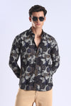 Brown Camouflage Printed Slim Fit Cotton Full Sleeve Shirt