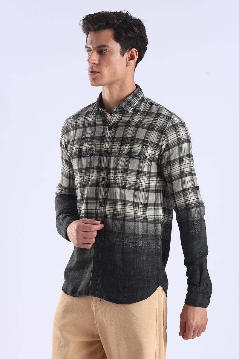 Black Checks Slim Fit Full Sleeve Shirt