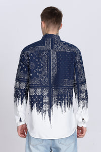 Navy Floral Print Slim Fit Full Sleeve Casual Shirt