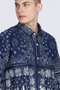 Navy Floral Print Slim Fit Full Sleeve Casual Shirt