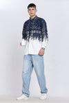 Navy Floral Print Slim Fit Full Sleeve Casual Shirt