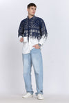 Navy Floral Print Slim Fit Full Sleeve Casual Shirt