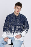 Navy Floral Print Slim Fit Full Sleeve Casual Shirt