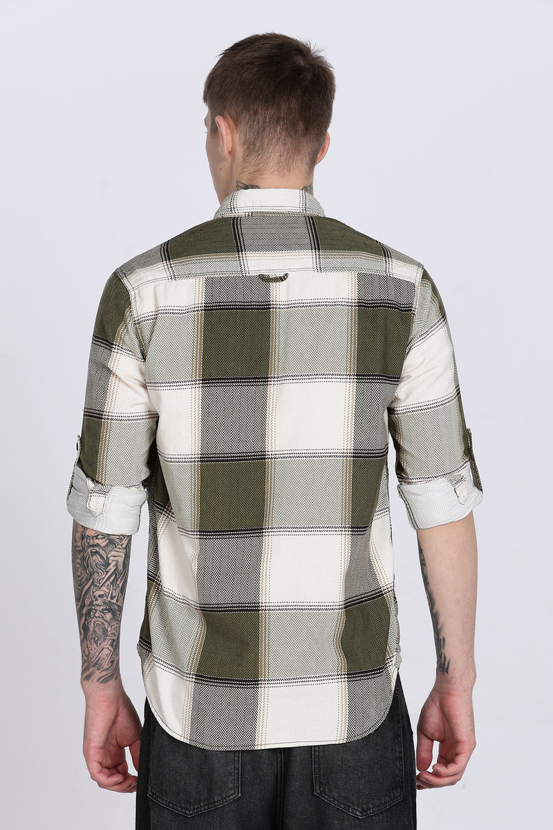 Black Tartan Checks Slim Fit Full Sleeve Shirt