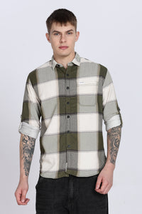 Black Tartan Checks Slim Fit Full Sleeve Shirt