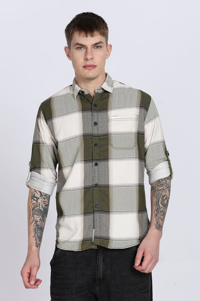 Black Tartan Checks Slim Fit Full Sleeve Shirt