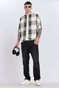 Black Tartan Checks Slim Fit Full Sleeve Shirt