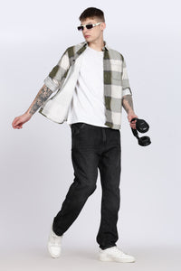 Black Tartan Checks Slim Fit Full Sleeve Shirt