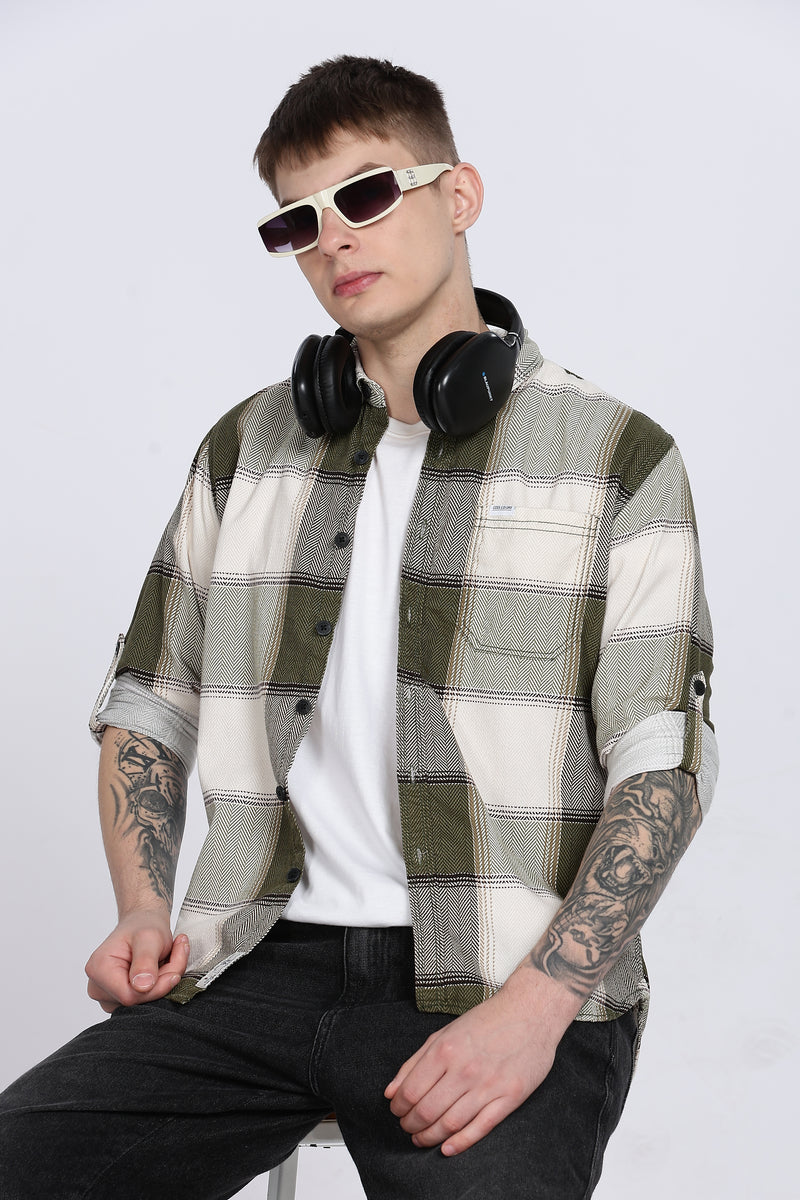 Black Tartan Checks Slim Fit Full Sleeve Shirt