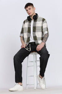 Black Tartan Checks Slim Fit Full Sleeve Shirt