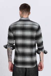 Black Plaid Checked Slim Fit Full Sleeve Shirt