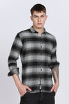 Black Plaid Checked Slim Fit Full Sleeve Shirt