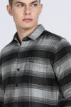 Black Plaid Checked Slim Fit Full Sleeve Shirt