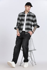 Black Plaid Checked Slim Fit Full Sleeve Shirt