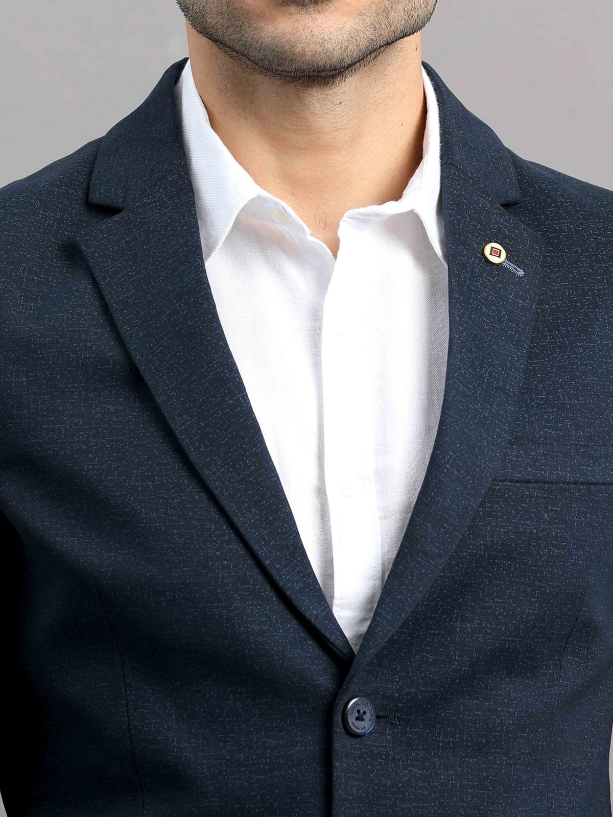 Shop Men's Navy Cotton Blend Slim Fit Casual Blazer Online.