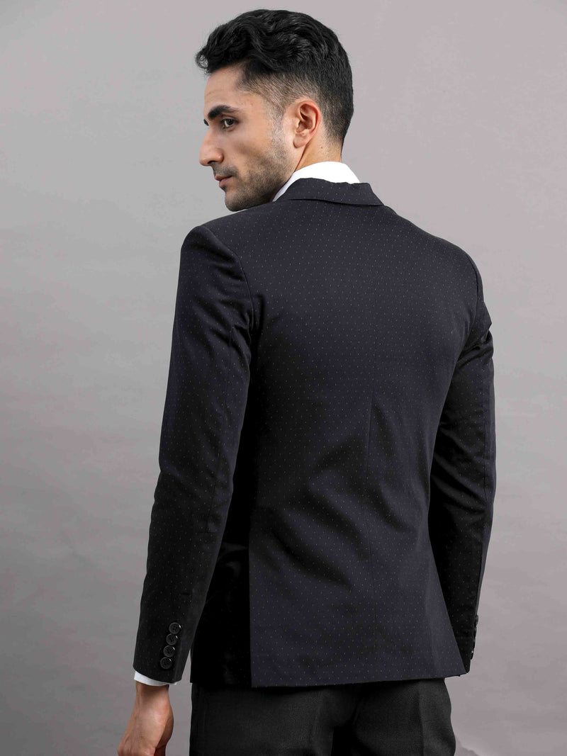 Shop Men's Black Cotton Blend Slim Fit Casual Blazer Online.