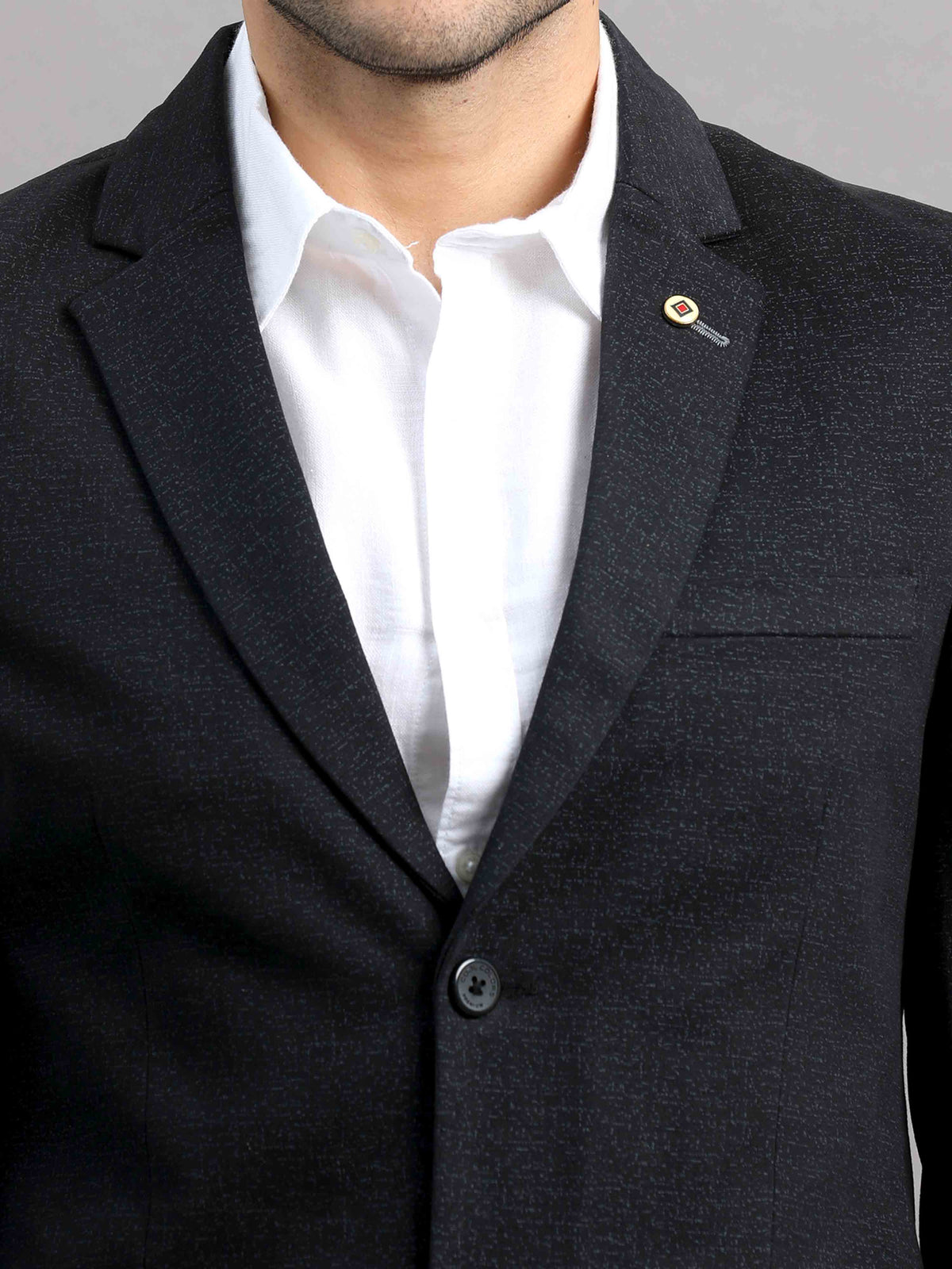 Shop Men's Black Cotton Blend Slim Fit Casual Blazer Online.