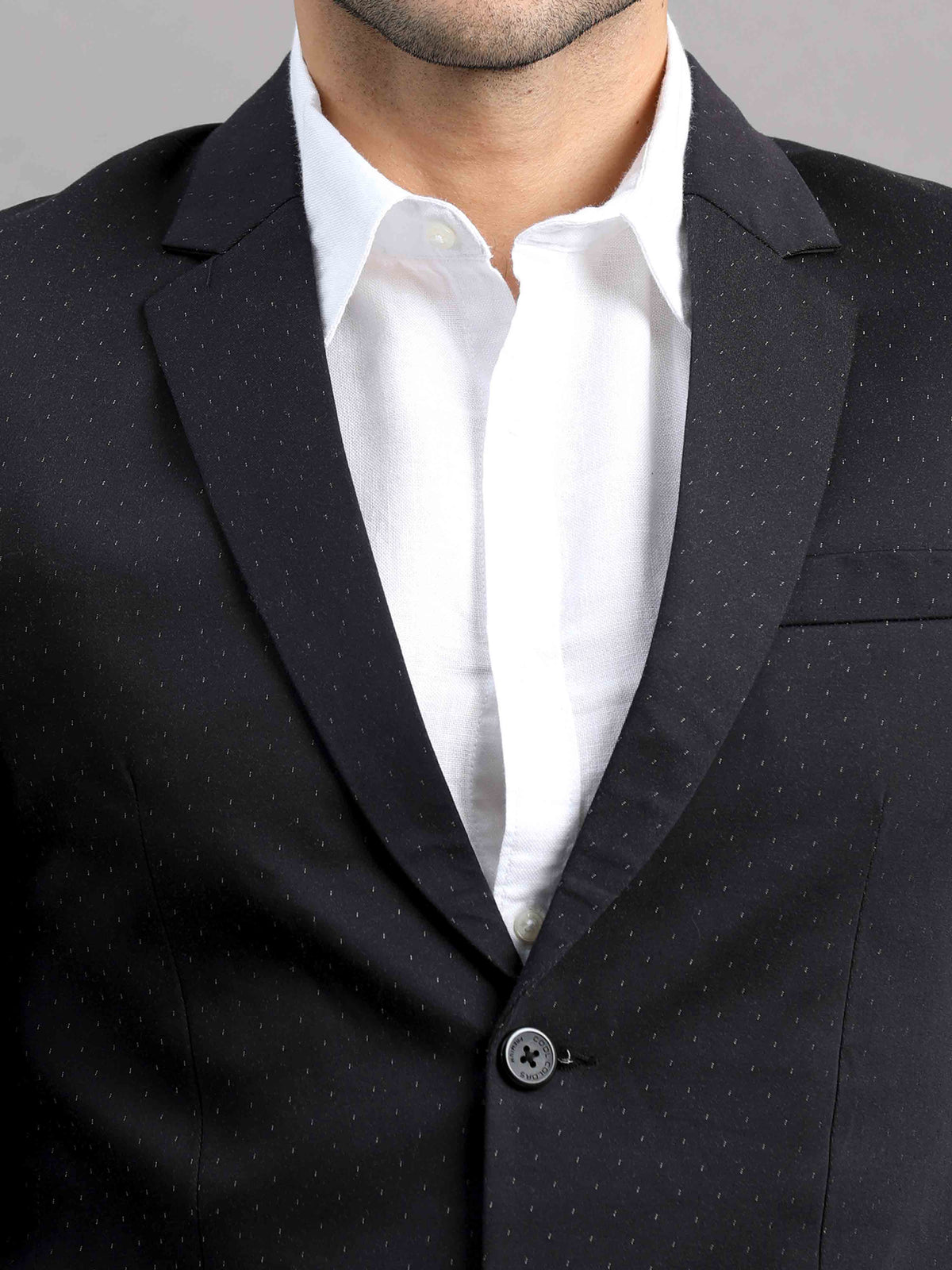 Shop Men's Black Cotton Blend Slim Fit Casual Blazer Online.