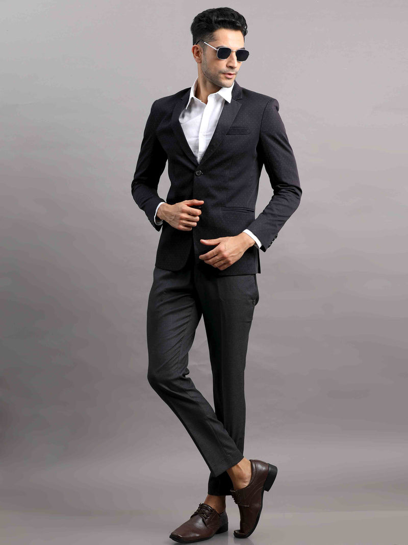 Shop Men's Black Cotton Blend Slim Fit Casual Blazer Online.