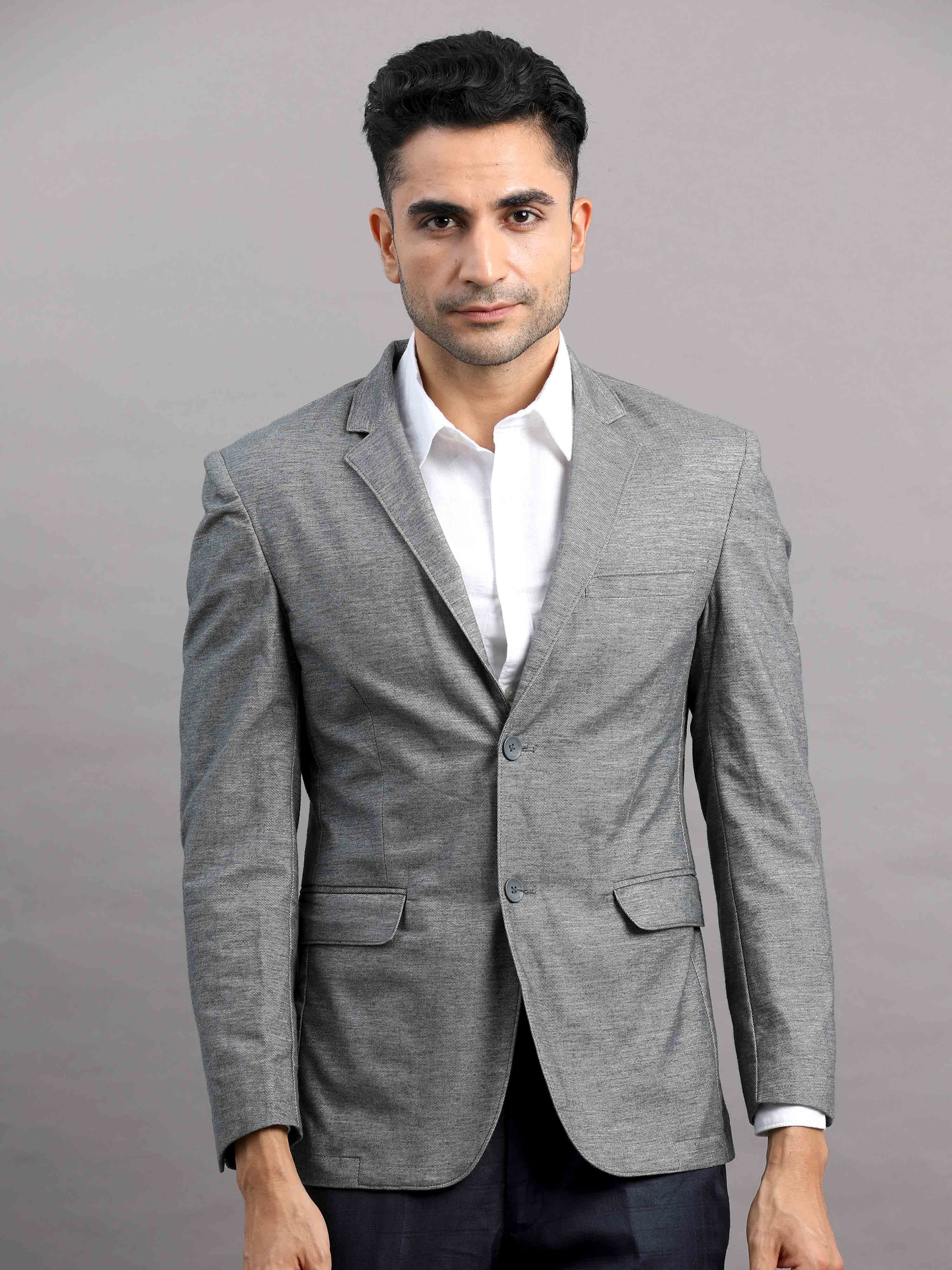 Shop Light Grey Cotton Blazer for Men Online Cool Colors