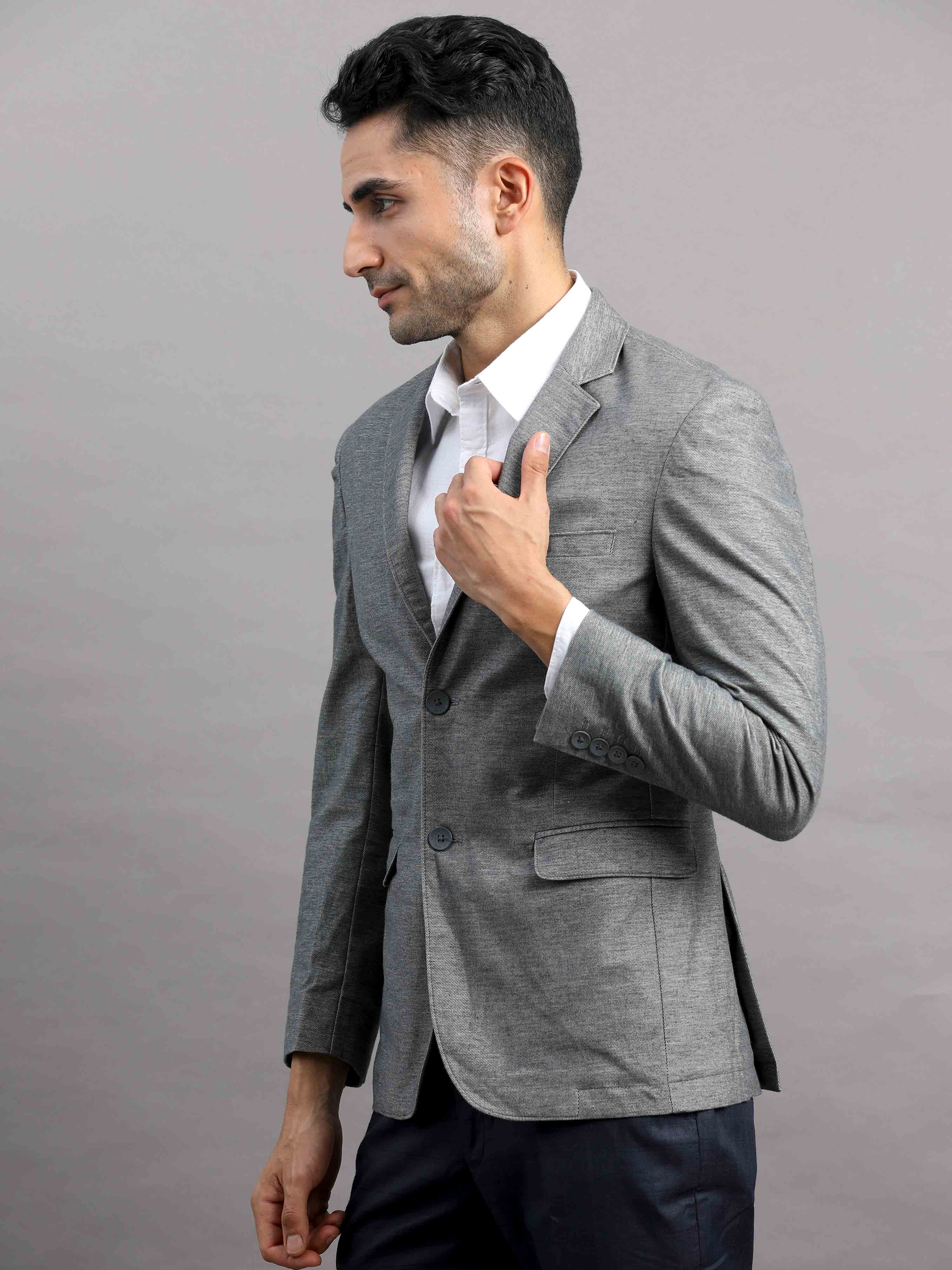 Shop Light Grey Cotton Blazer for Men Online Cool Colors