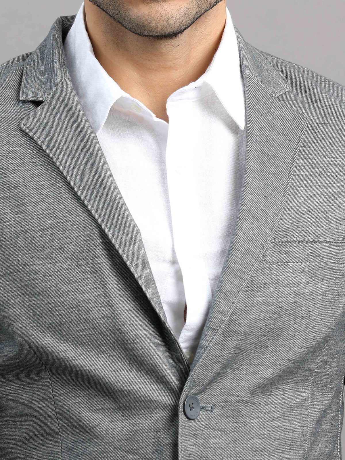 Shop Men's Grey Cotton Blend Slim Fit Casual Blazer Online.