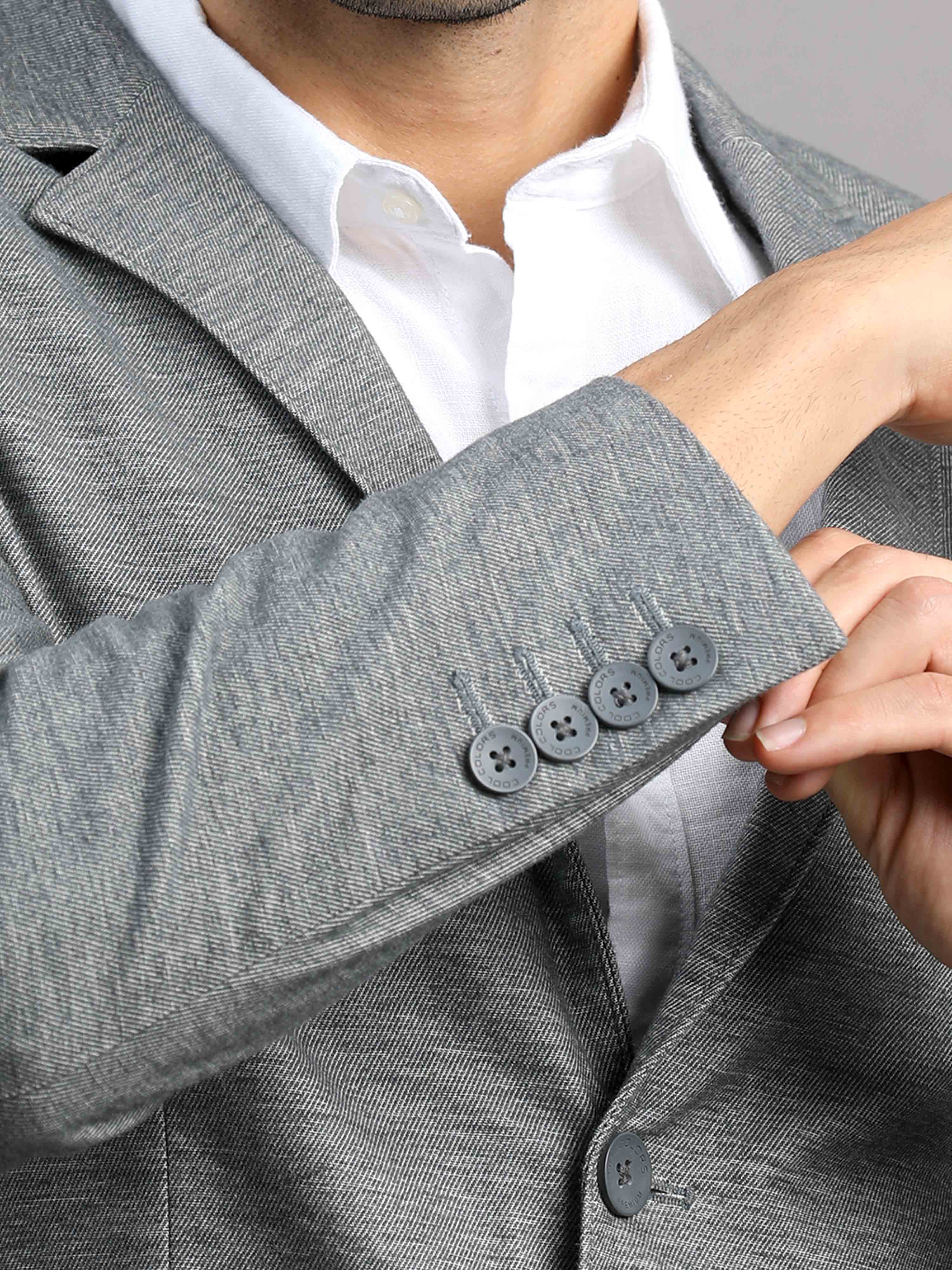 Shop Light Grey Cotton Blazer for Men Online Cool Colors